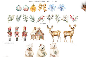 Christmas Magic Watercolor Clipart