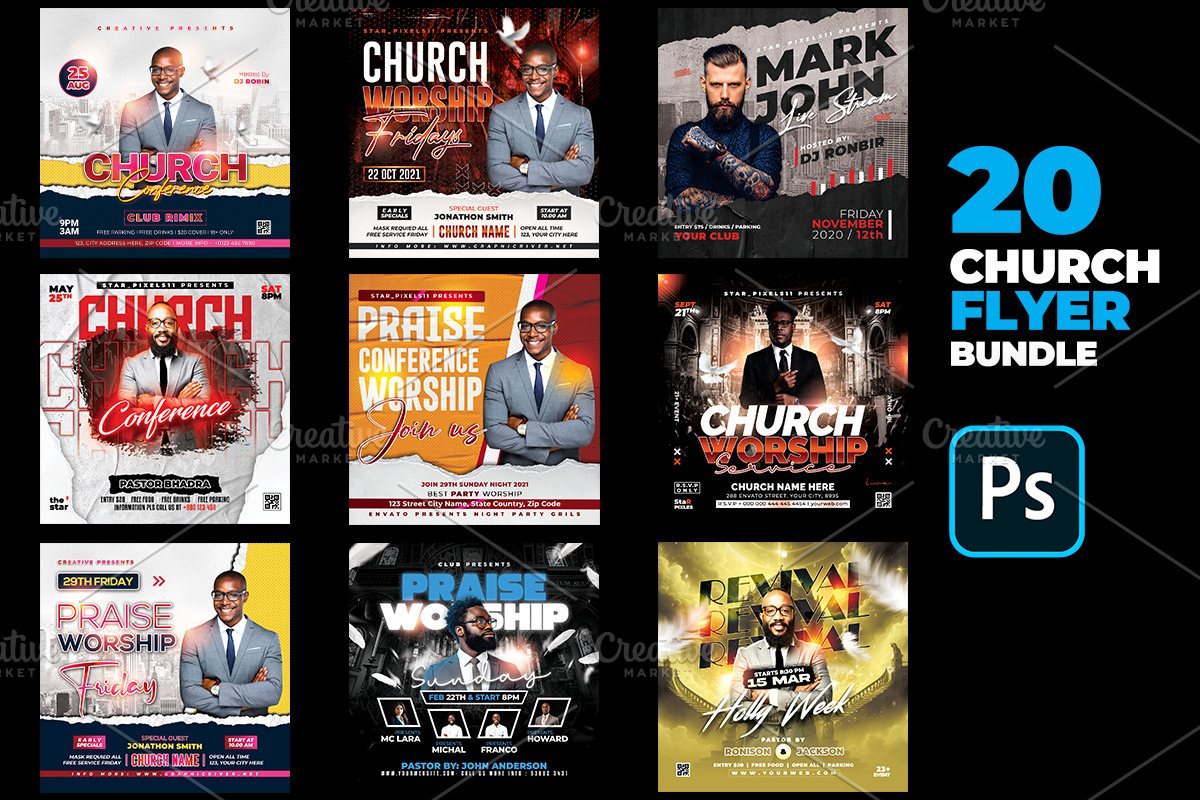 20 Church Flyers Bundle, a Flyer Template by StarPixles11 (Photo 3 of 15)