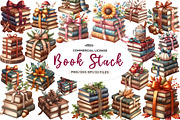 Autumn Bow Book Stack Clipart, an Illustration by CreationArt (Thumbnail 1 of 5)