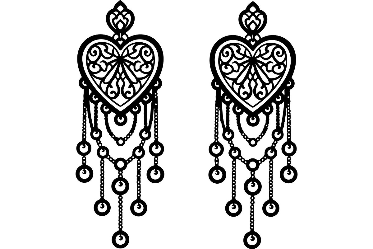 Heart Chandelier Earring, an Object Graphic by Designer_Momina (Photo 5 of 5)