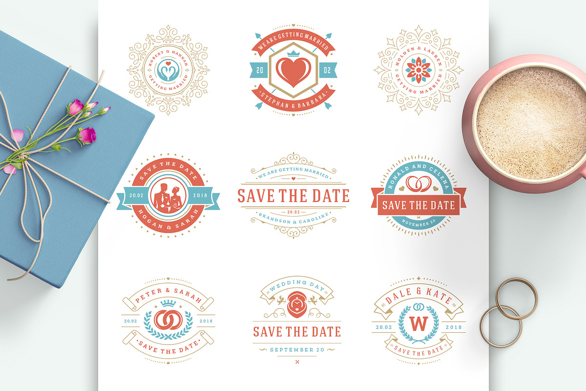 18 Wedding Logos and Badges, a Branding & Logo Template by Vasya Kobelev (Photo 6 of 10)