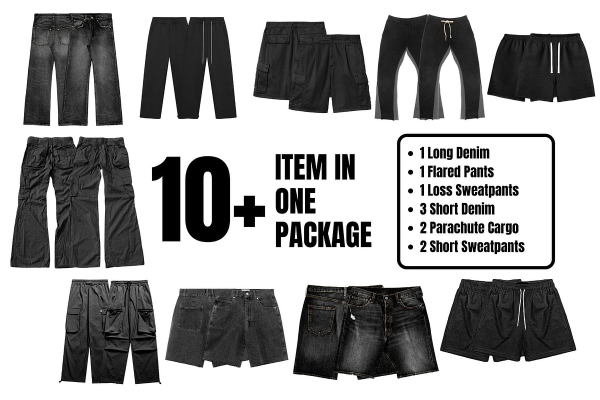 Pants Streetwear Mockup Pack, a Bottom Mockup by NYCTHOPILIA STUDIO (Photo 3 of 8)