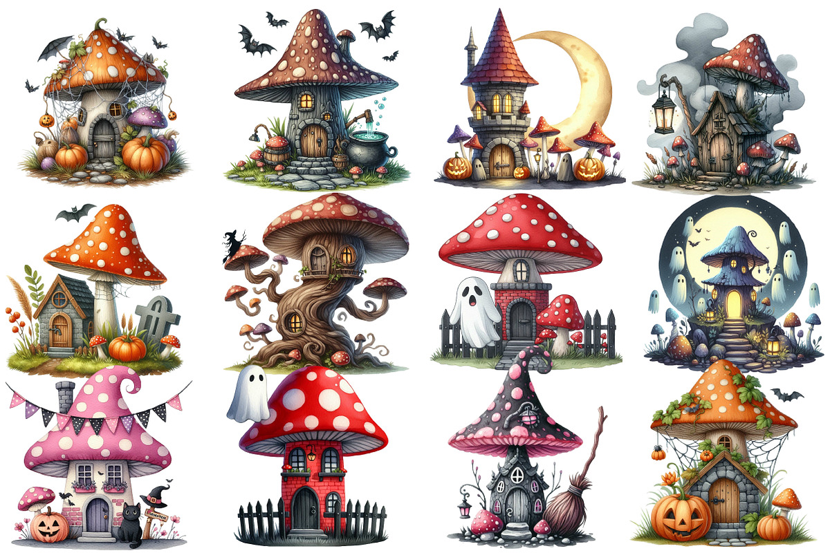 Halloween Mushroom House Clipart, an Illustration by Designworld (Photo 2 of 6)
