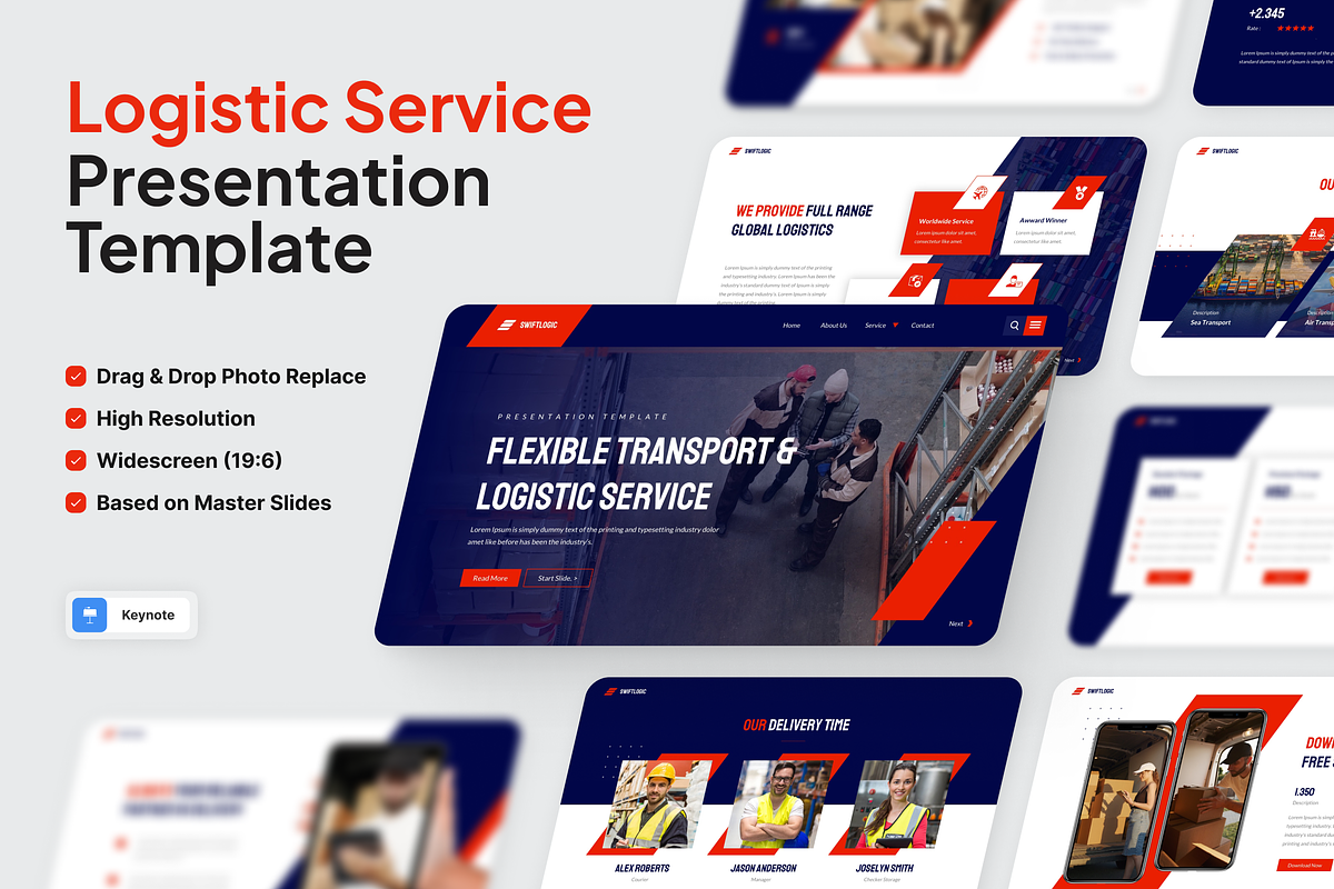 Logistic Shipping Keynote Template, a Presentation Template by SquidPixey (Photo 1 of 6)