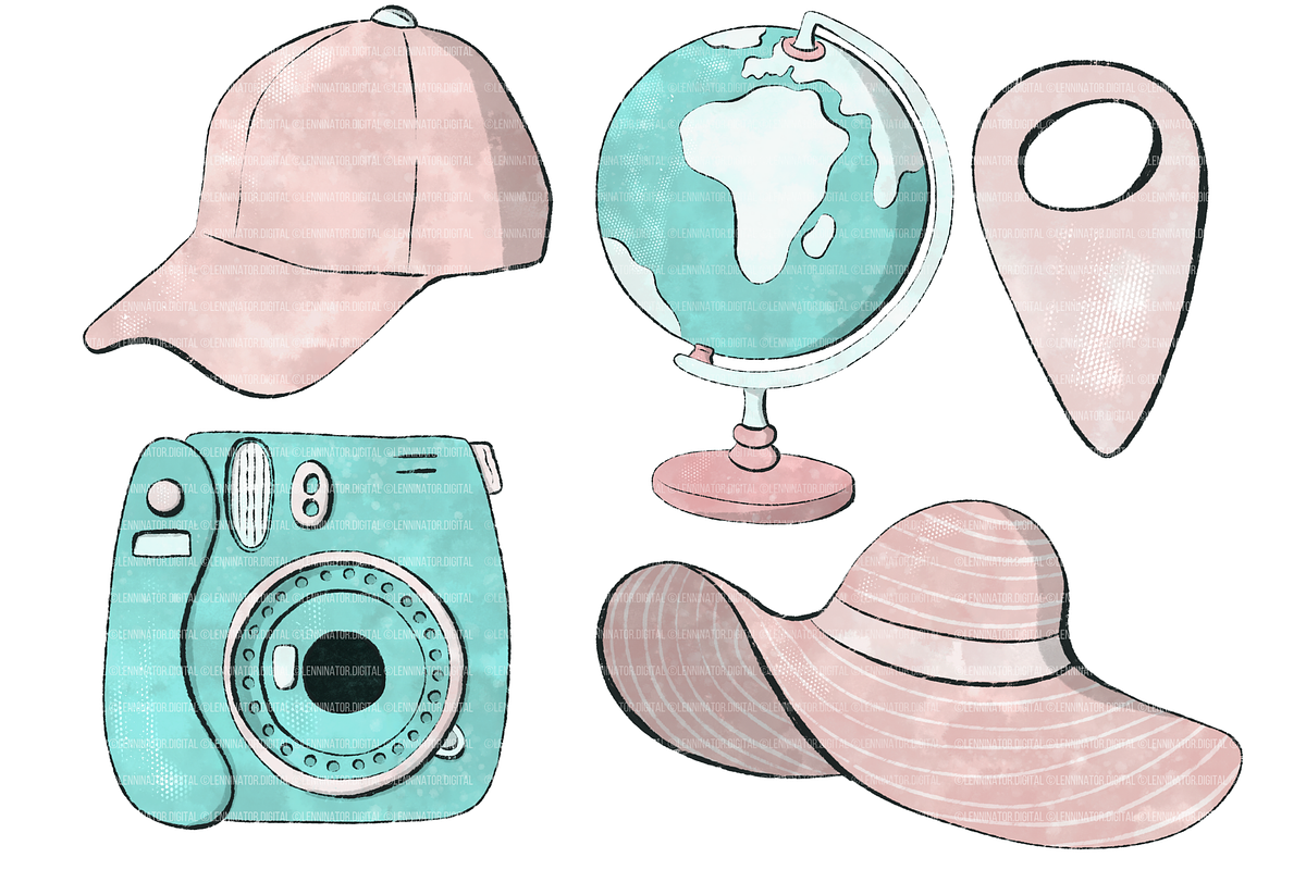 Watercolor Travel Holiday Clipart, a Transportation Illustration by Lenninator Digital (Photo 5 of 8)