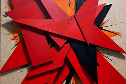 Red geometric layerd spike abstract, an Abstract Photo by ComfortQ