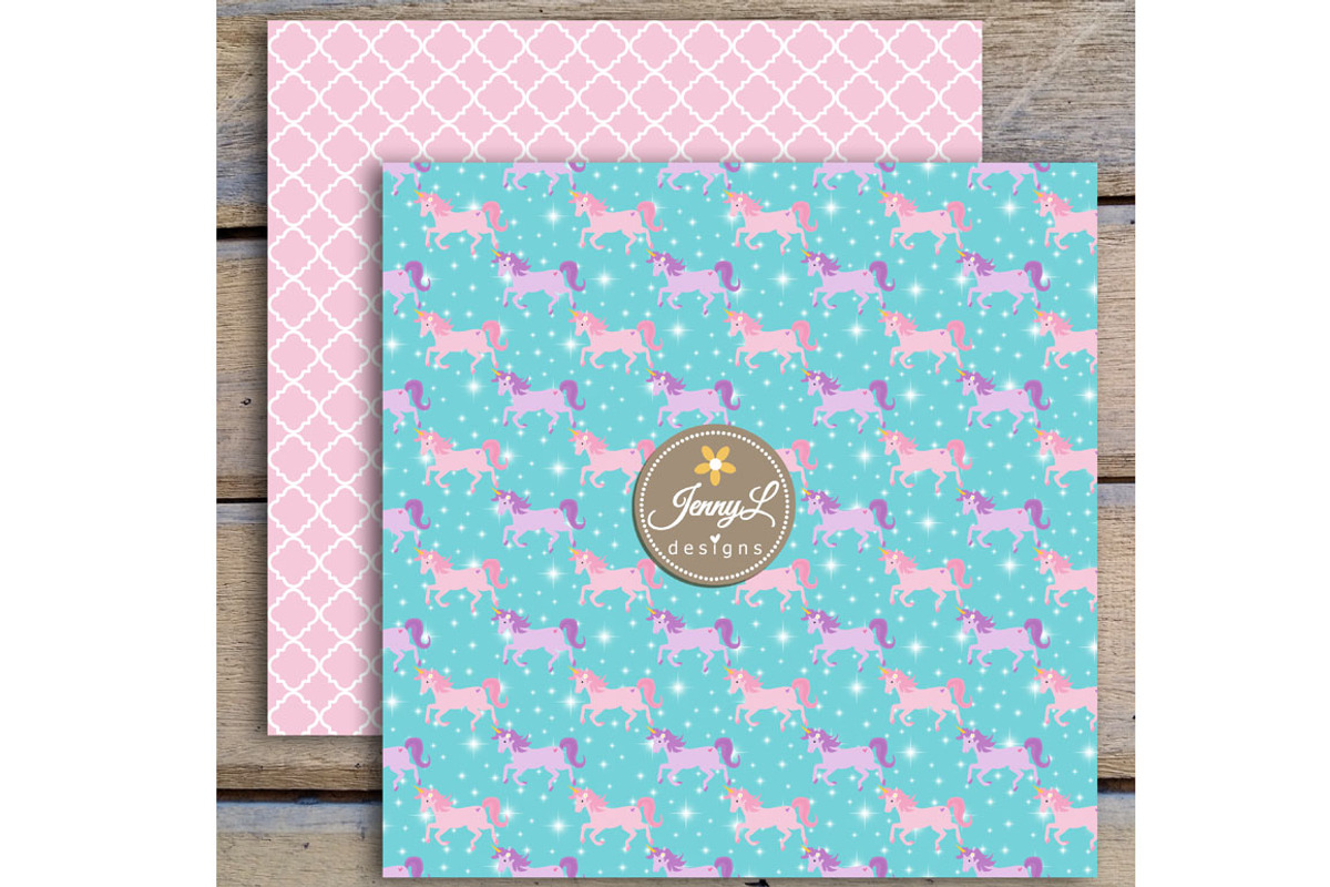 Unicorn Digital Papers & Clipart, a Pattern Graphic by JennyL Designs (Photo 5 of 6)