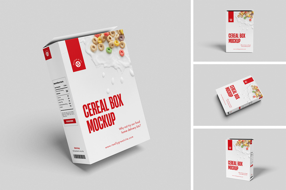 Cereal Box Mockup, an Advertising Mockup by swsi-studio (Photo 1 of 5)