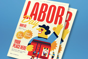 Mid Century Labor Day Flyer Set, a Flyer Template by graphicook (Thumbnail 2 of 3)