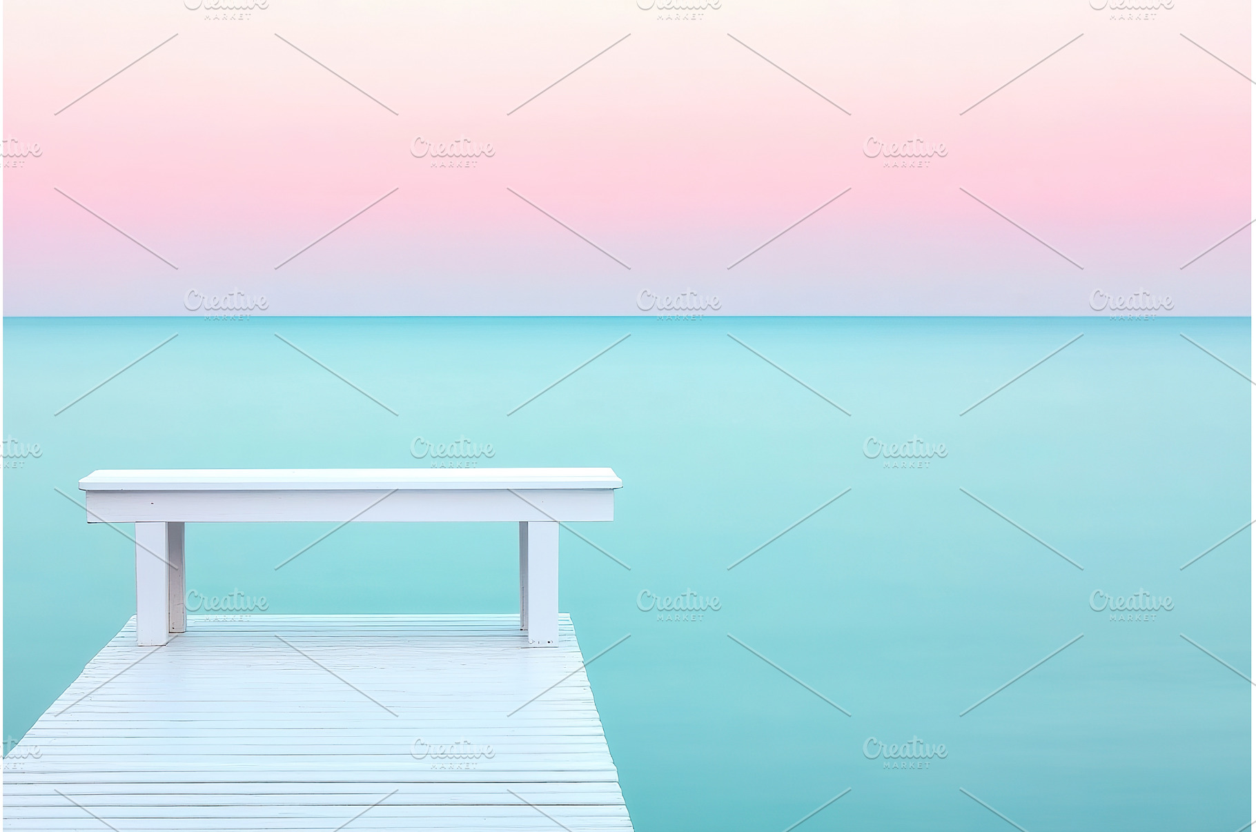 White Bench on Dock Extending Over, a Nature Photo by Lermont51