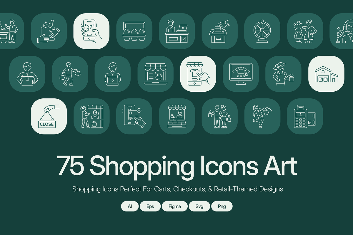 Shopping Icon Art Set, an Outline Icon by Prosymbols (Photo 1 of 7)