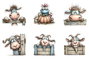 Whimsical Funny Farm Animals, a Seasonal Illustration by CreationArt (Thumbnail 3 of 5)