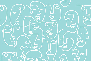 Outline hand drawn faces pattern eps