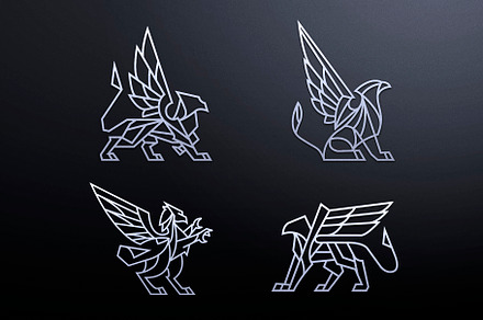 Set of griffin logos