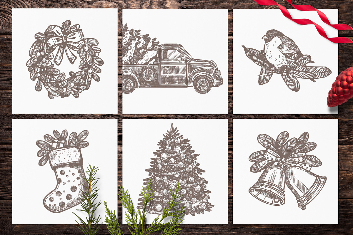 Hand Drawn Christmas Elements, a Decorative Illustration by alexrockheart (Photo 9 of 9)
