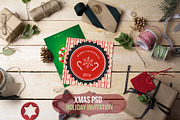 Xmas-Holiday invitation PSD mockup, a Print Template by JAY MID IMAGE (Thumbnail 1 of 3)