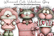 Whimsical Cats Valentines Day Clipar, an Illustration by Black Bird Studio (Thumbnail 1 of 6)
