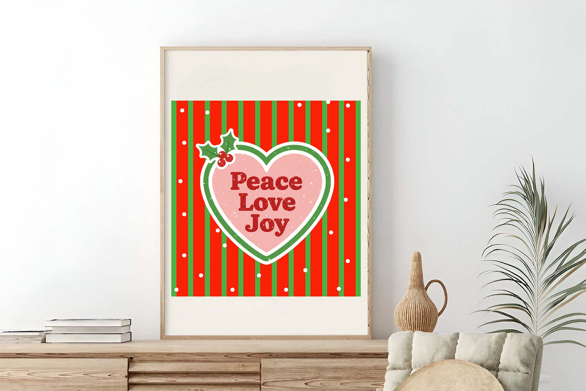 Christmas Wall Art Peace Love Joy, an Illustration by SinaCreation (Photo 3 of 7)