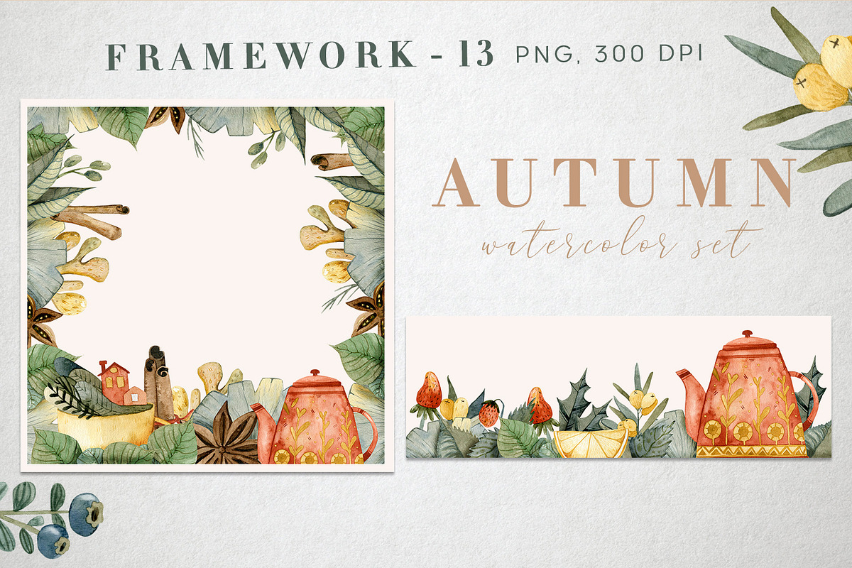Autumn tea Watercolor set, a Food Illustration by annasokol_ (Photo 4 of 7)