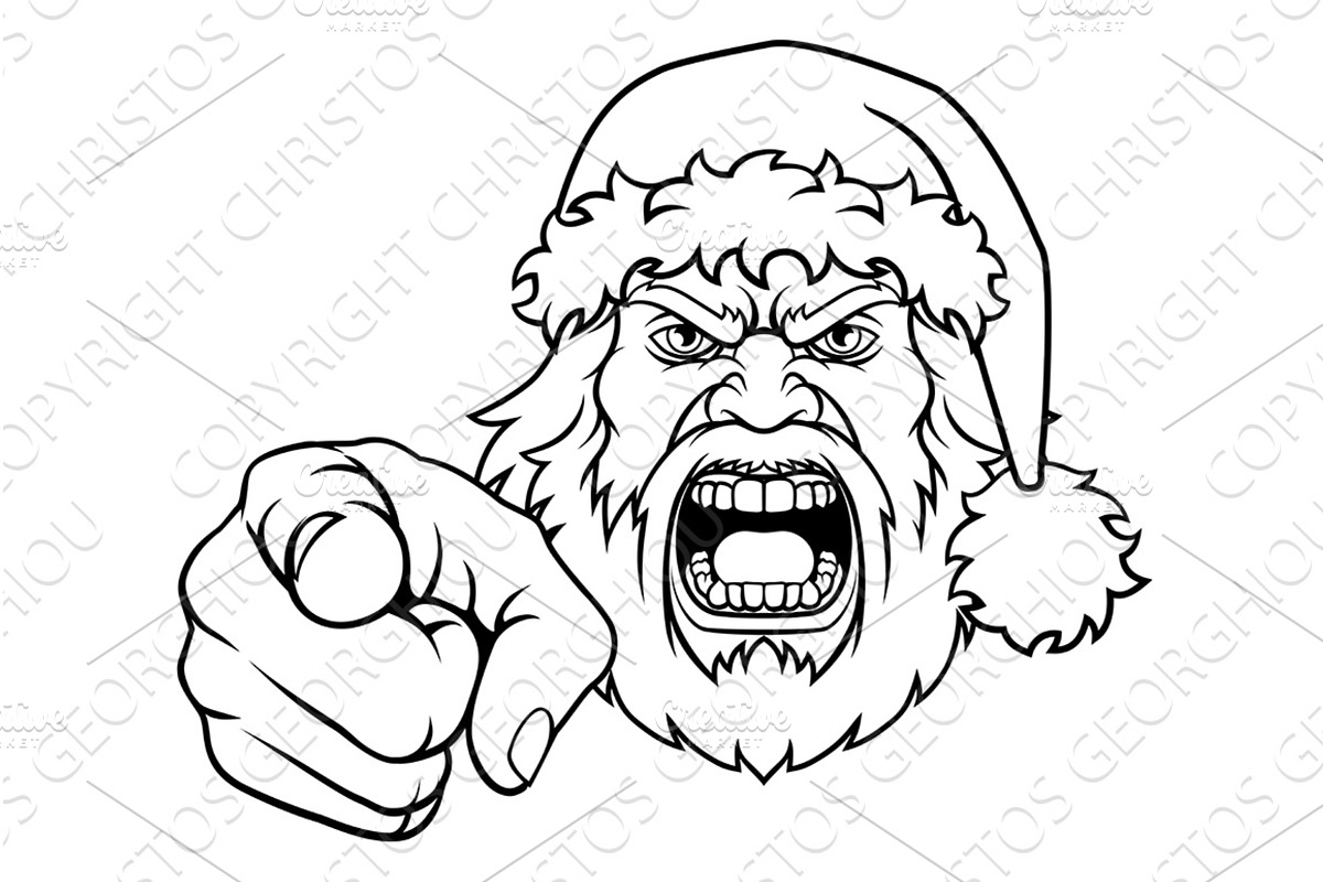 Angry Santa Claus Father Christmas, an Illustration by Christos Georghiou