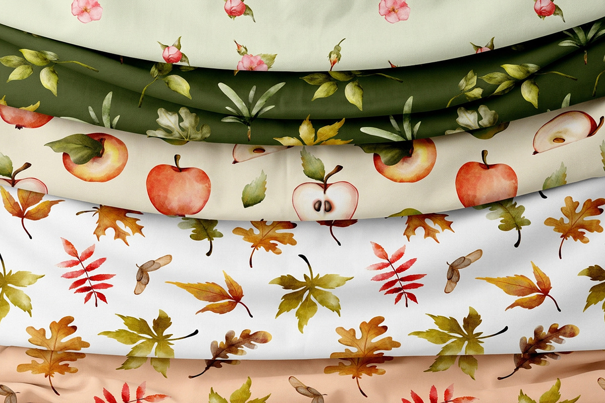 Autumn Hand drawn Seamless Patterns, a Pattern Graphic by Pattern + watercolor (Photo 8 of 13)