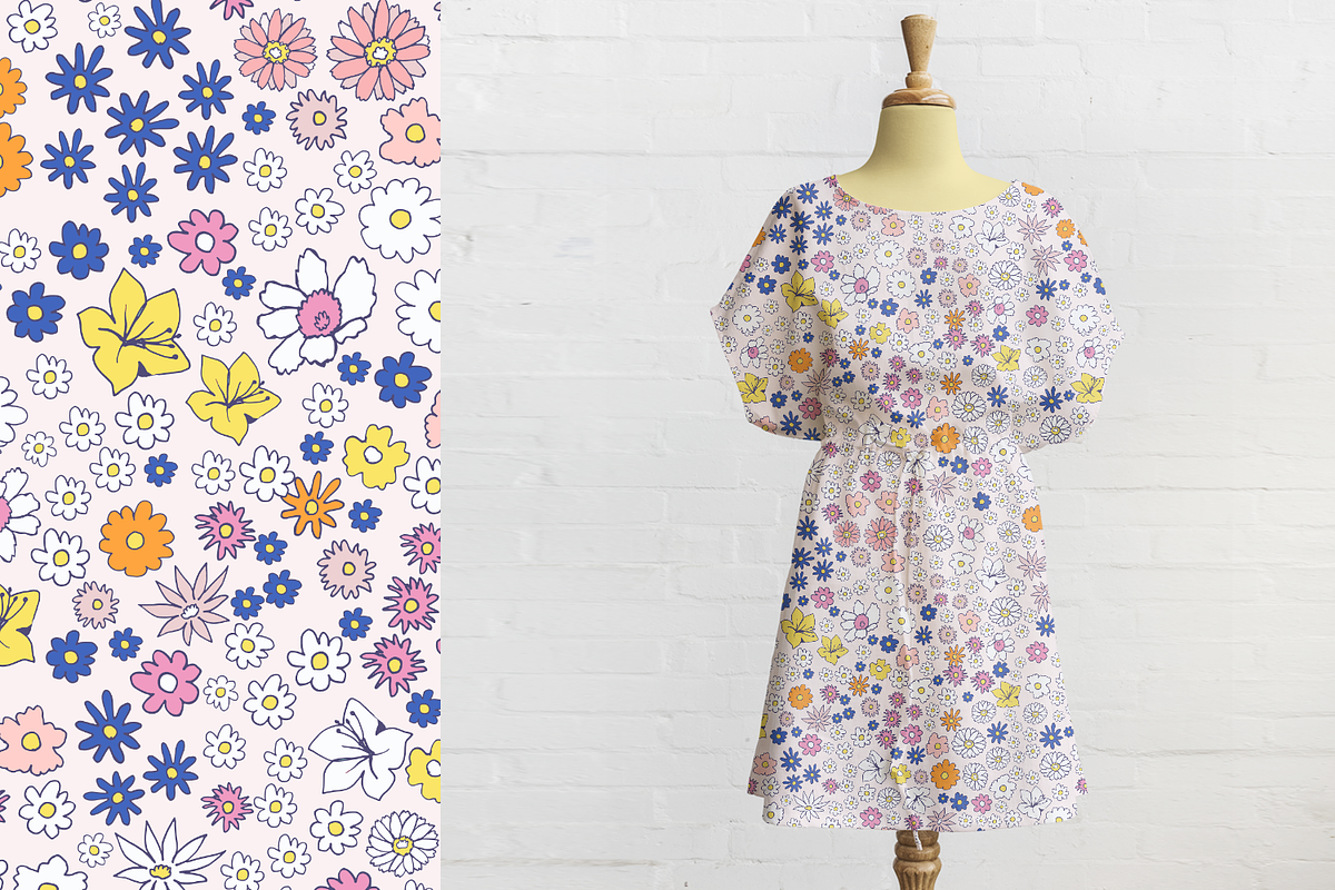 Simple Spring Flowers | Vector Print, a Pattern Graphic by MalyskaStudio (Photo 2 of 5)