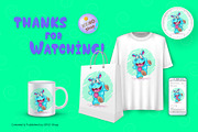 Cheerful cartoon hippo. Tshirt, PNG., an Animal Illustration by KENO Mascots (Thumbnail 4 of 4)
