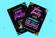 Neon Party Invitations Templates, a Templates & Theme by TemplateCastleStore (Thumbnail 5 of 9)