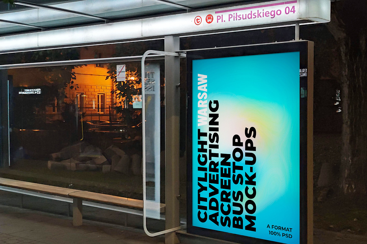 Warsaw Citylight Ad Bus Stop 6, an Advertising Mockup by Graphic Shelter (Photo 4 of 4)