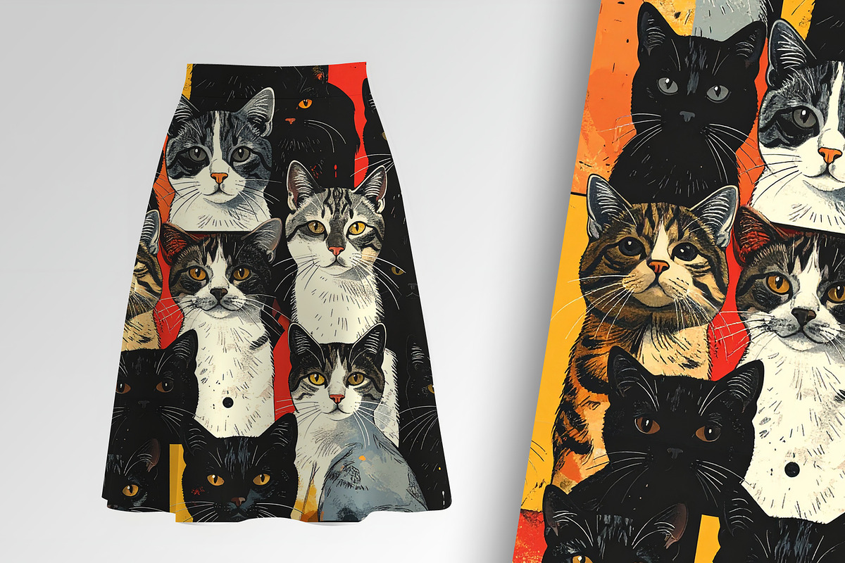 Black Cats Vintage Seamless Repeat, an Animal Illustration by Sharon Schwalbe (Photo 1 of 4)