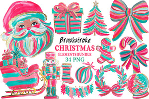 Christmas Brushstroke Elements PNG, an Illustration by Craft Nest