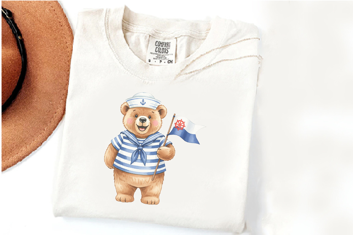 Bear Sailor Clipart, Nautical png, an Illustration by Watercolor design (Photo 5 of 5)