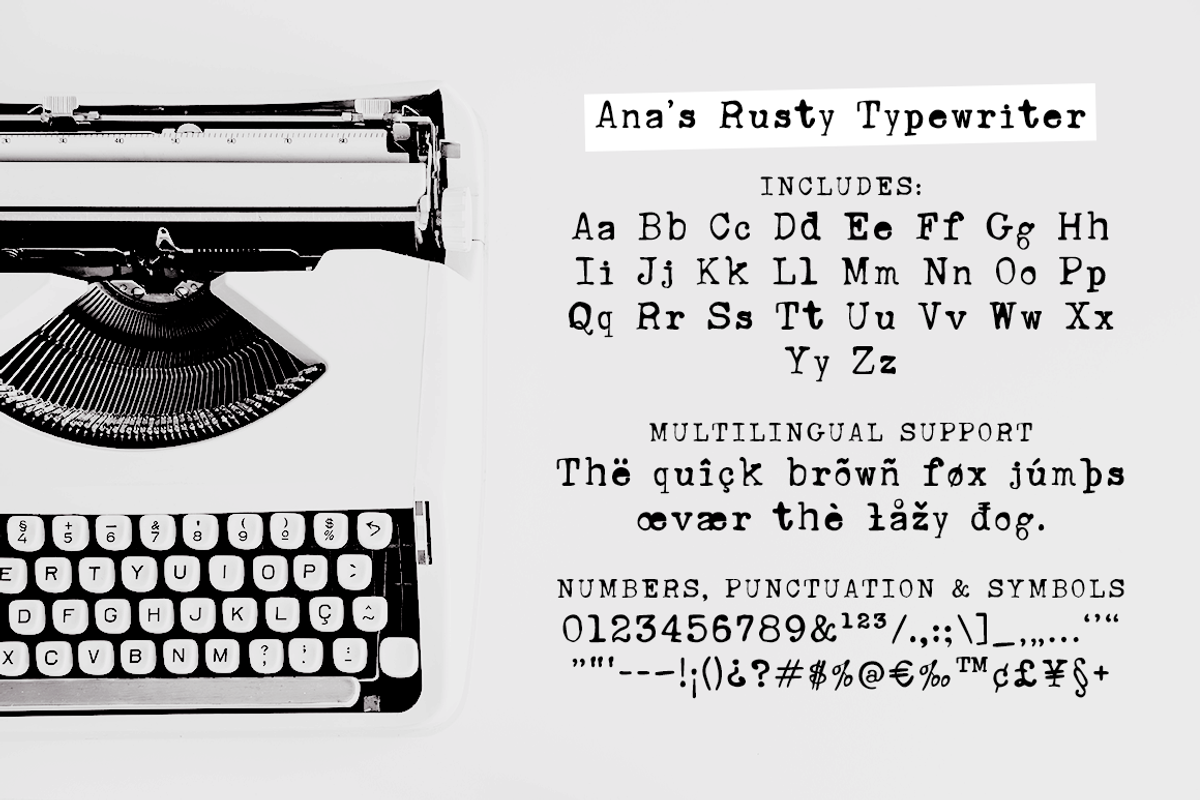 Ana's Rusty Typewriter font preview 2