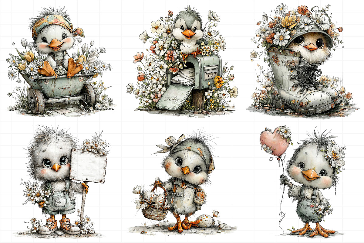 Whimsical Spring Chick Clipart, an Illustration by Daily.Designs (Photo 5 of 7)