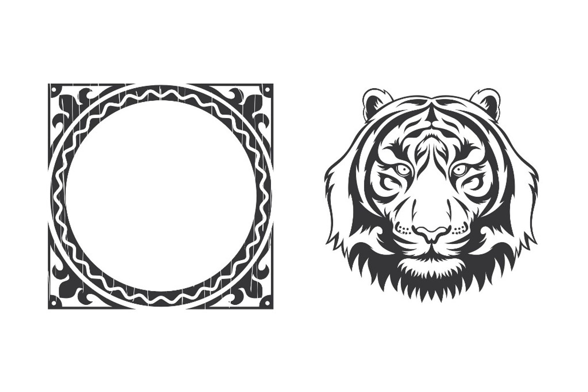 Tiger Vector + frame, an Illustration by weervector (Photo 3 of 3)