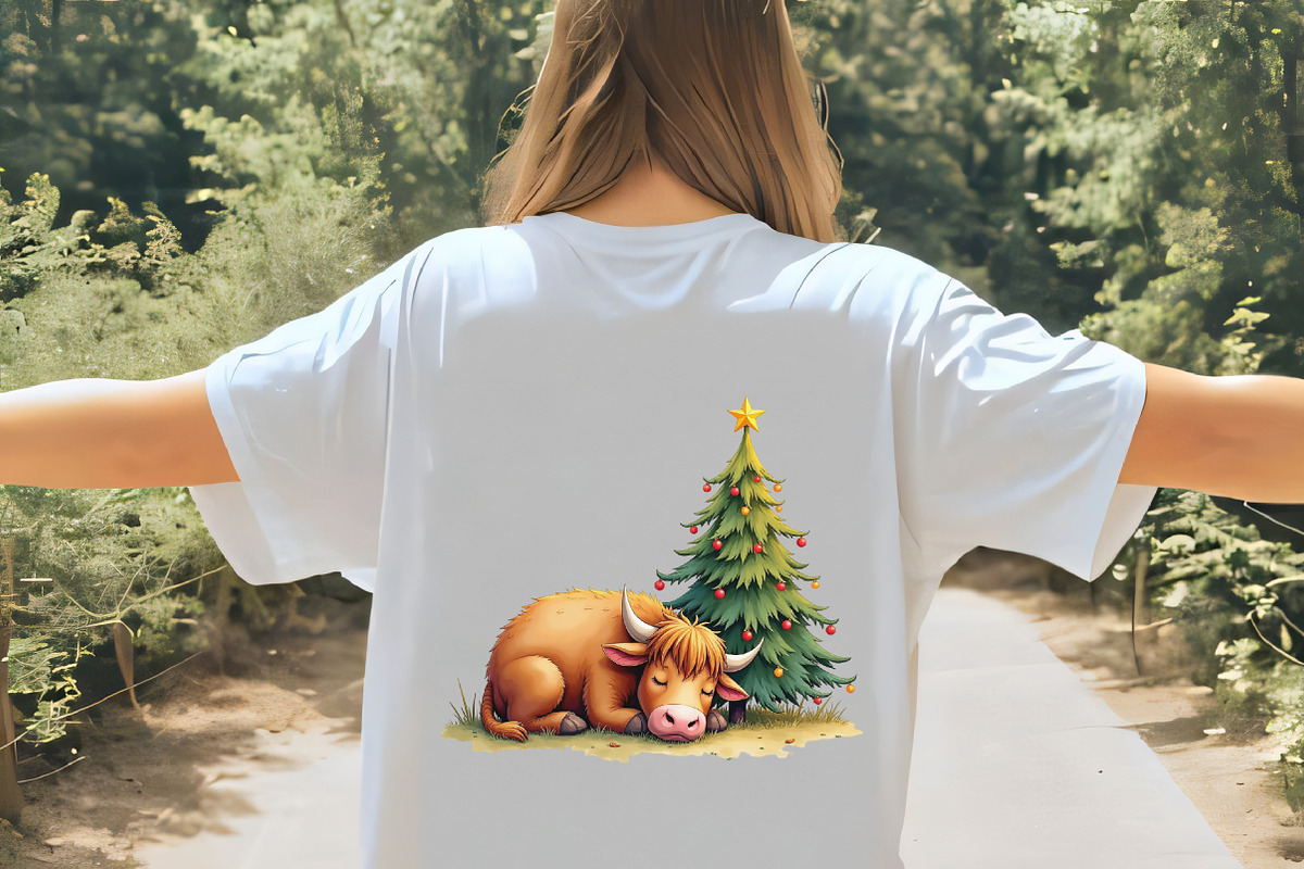 Christmas Highland Cow Sublimation, an Illustration by CrexoraLab (Photo 3 of 5)