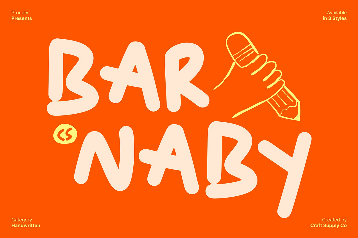 CS Barnaby – Messy Handwritten Font, a Handwritten Font by Craft Supply Co. (Photo 1 of 8)