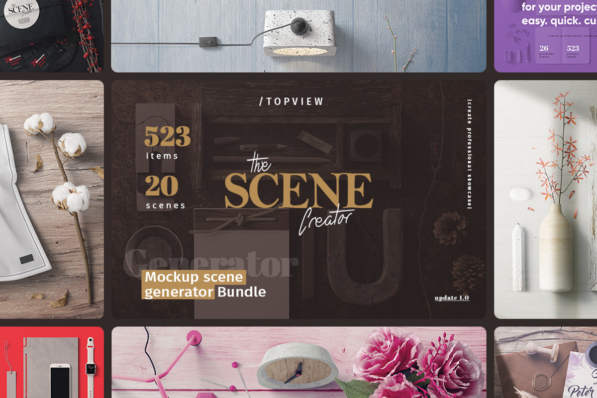 50%OFF The Scene Creator - Top view, a Books & Magazine Mockup by Creatoom (Photo 1 of 12)