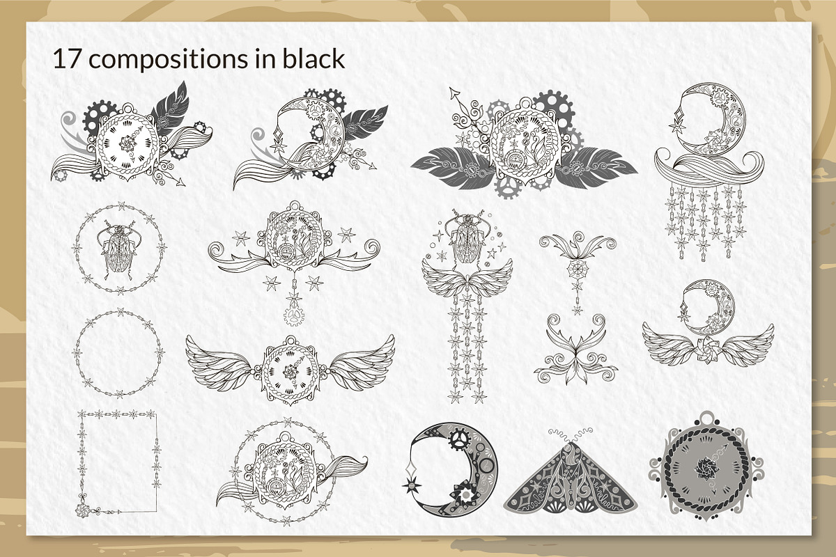 Linear Mystical Steampunk Clipart, an Object Graphic by Tatyana_Zenartist (Photo 4 of 12)