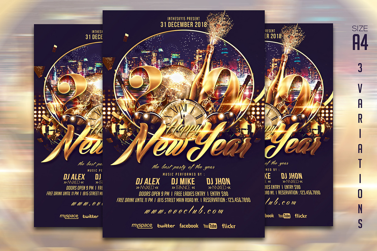 Happy New Year Flyer Template, a Flyer Template by InTheSky15 (Photo 4 of 4)