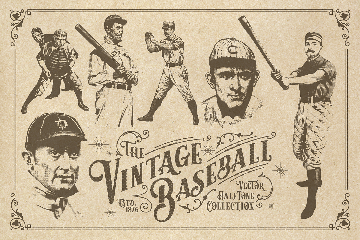 20 Vintage Baseball Elements, an Object Graphic by Chad Alan Steinborn (Photo 1 of 4)