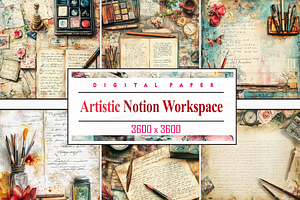 Artistic Notion Workspace Junk Paper, a Background Graphic by Printable Treasure