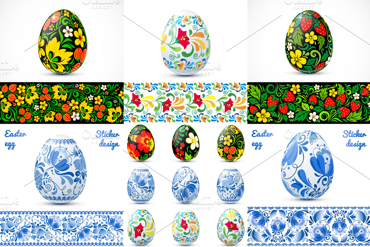 Ornate easter eggs vector set (14+5)