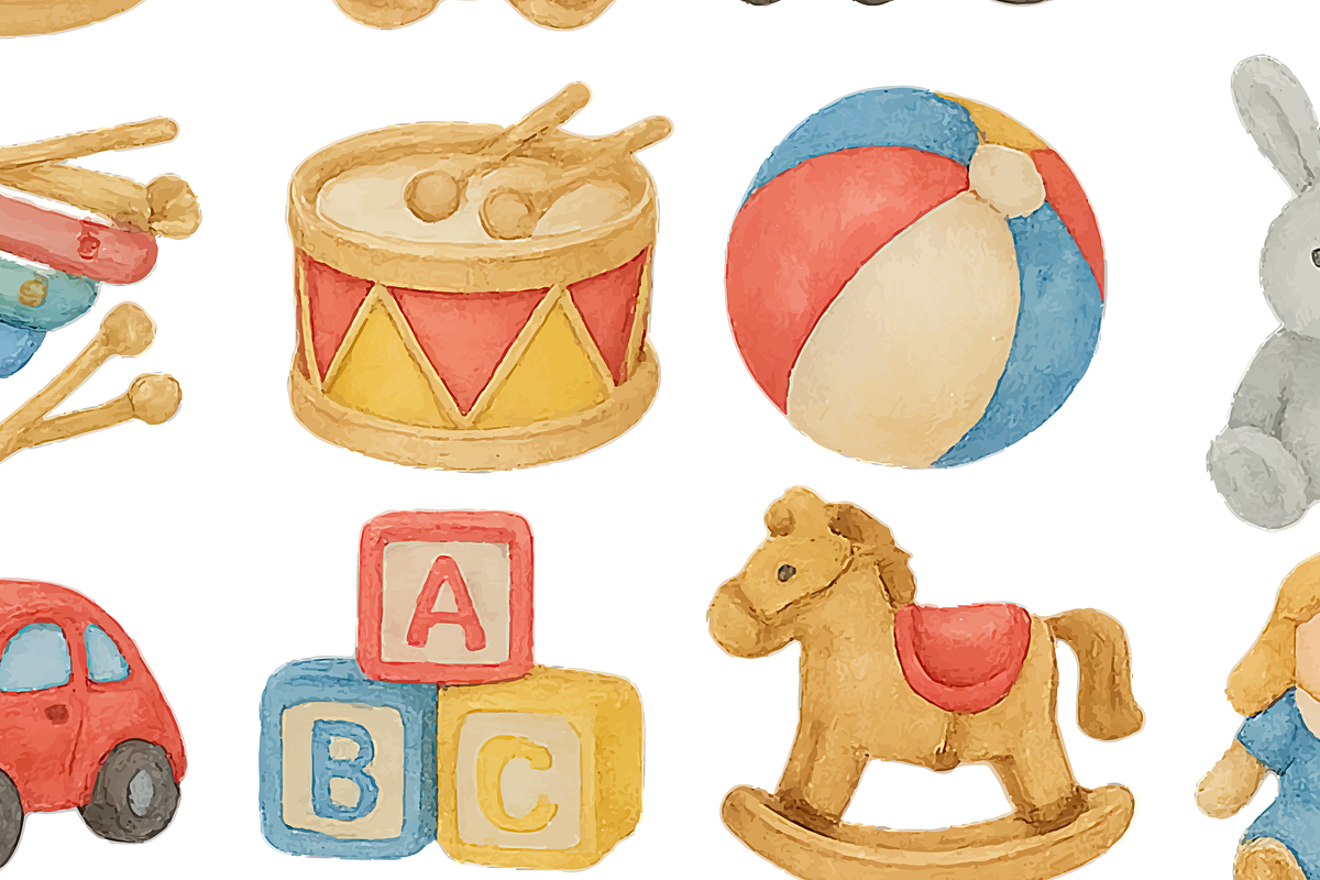 Watercolor Kids Toy Collection Set, an Object Graphic by RT Studio (Photo 4 of 4)
