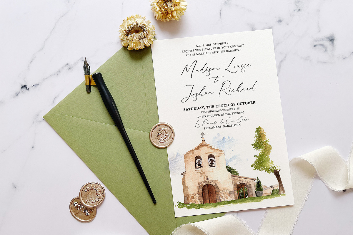 Rustic Church Wedding Invitation, an Invitation Template by BlueRobinDesignShop (Photo 3 of 6)