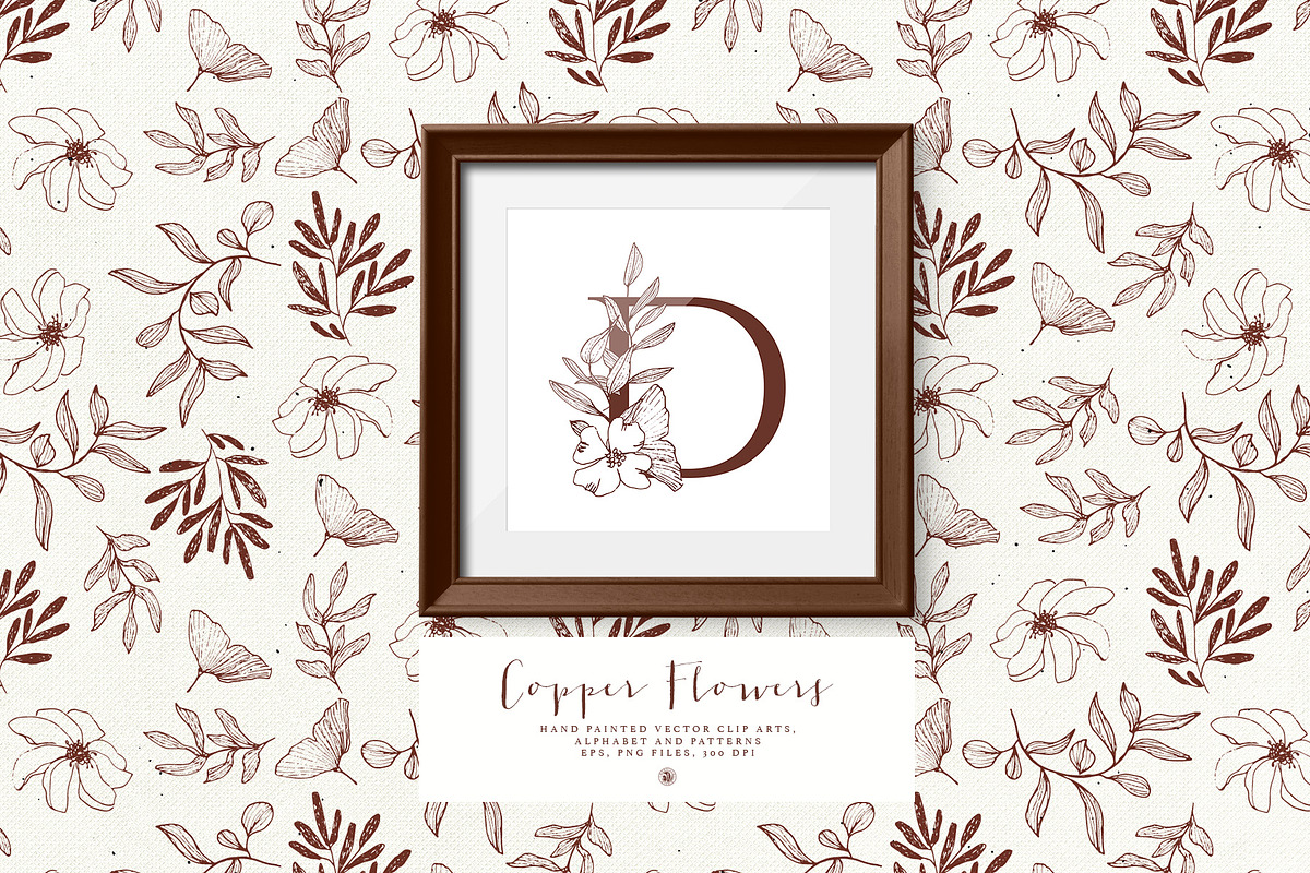 Copper Flowers with Alphabet, a Decorative Illustration by Bloomart Studio (Photo 3 of 8)