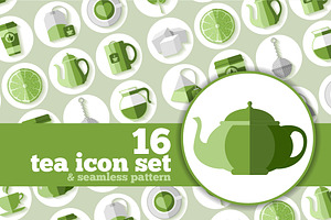 Tea icons in flat style, an Icon by Vector beauty