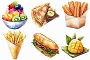 Watercolor Street Food Clipart, an Illustration by Craft Nest (Thumbnail 5 of 6)