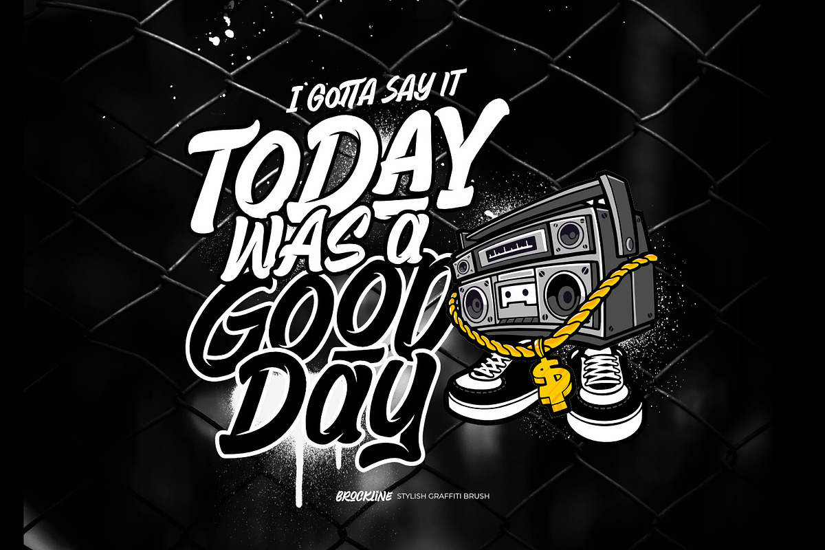 Brockline - Stylish Graffiti Brush, a Handwritten Font by ikiiko (Photo 2 of 7)