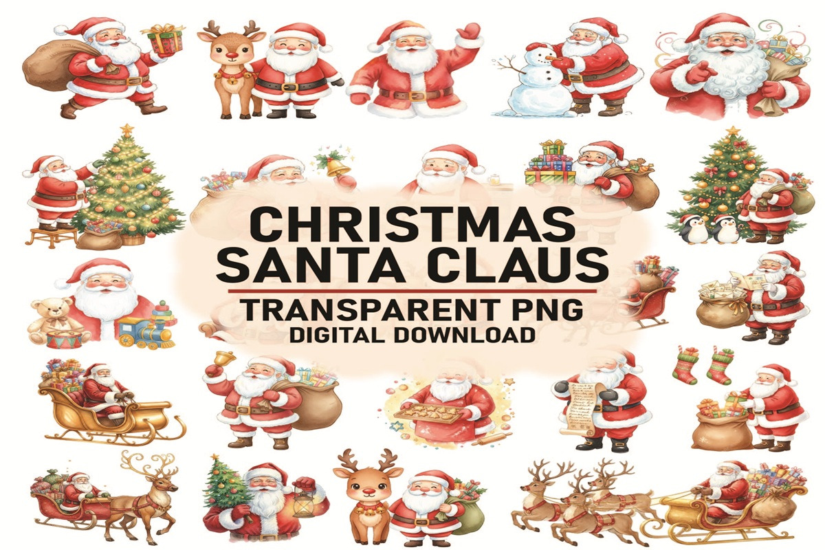 Vintage Santa Claus PNG Bundle, an Object Graphic by Digi_Design_World (Photo 2 of 3)